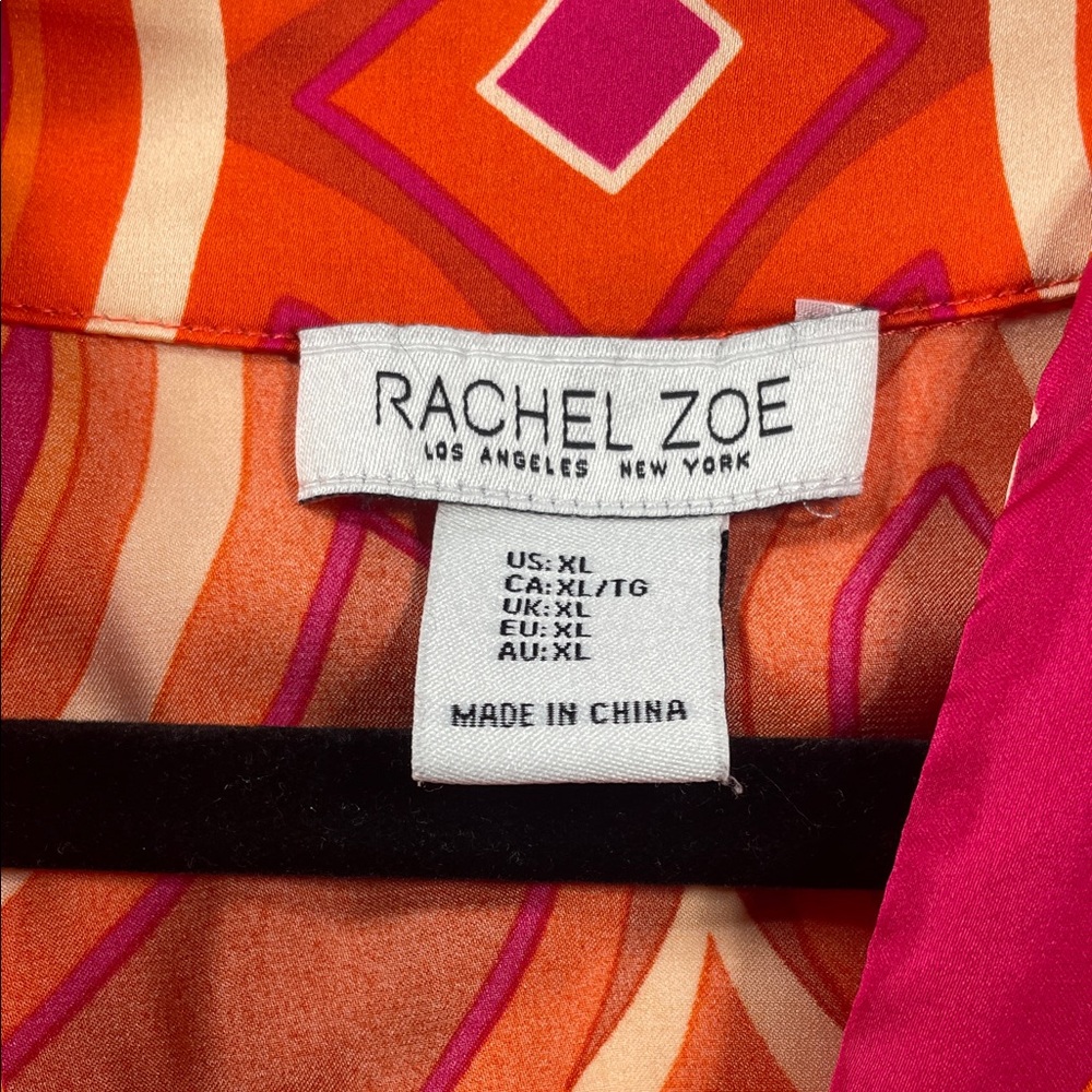 Rachel Zoe Orange & Fuchsia Geometric Silk Tunic - Picture 2 of 9